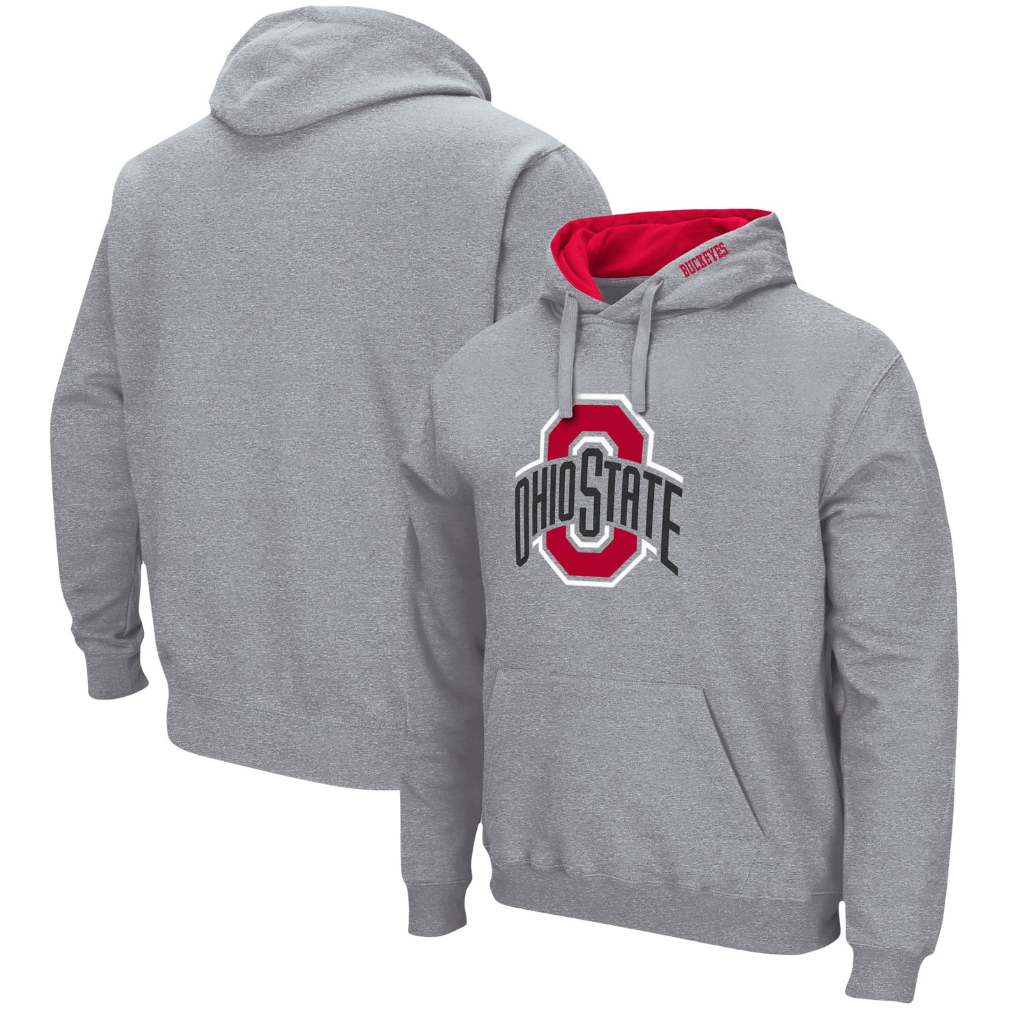 Men's Colosseum Heather Gray Ohio State Buckeyes Arch & Logo 3.0 Pullover Hoodie