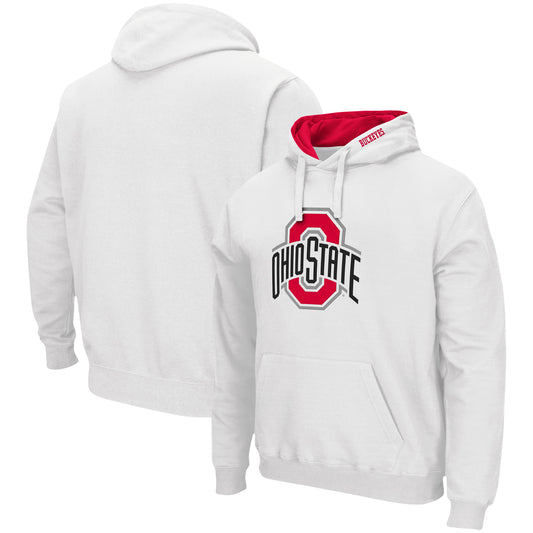 Men's Colosseum White Ohio State Buckeyes Arch & Logo 3.0 Pullover Hoodie