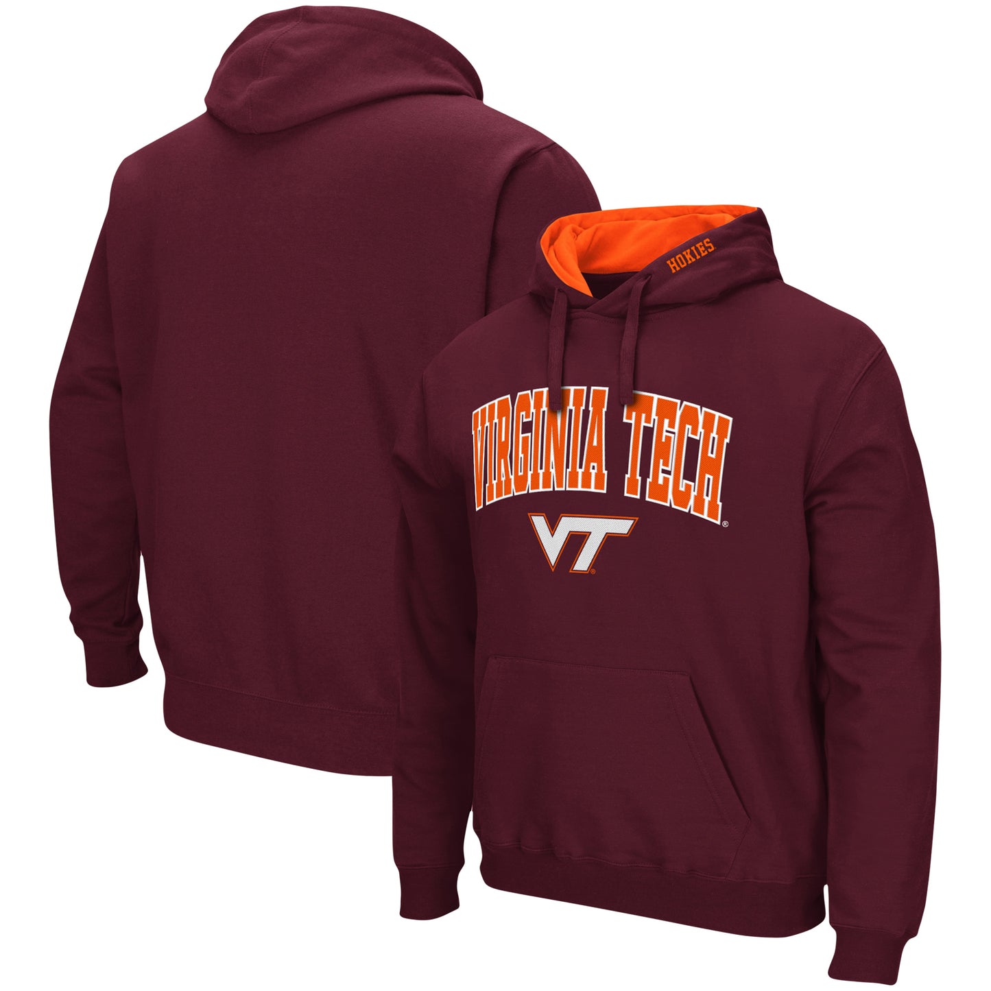 Men's Colosseum Maroon Virginia Tech Hokies Arch & Logo 3.0 Pullover Hoodie