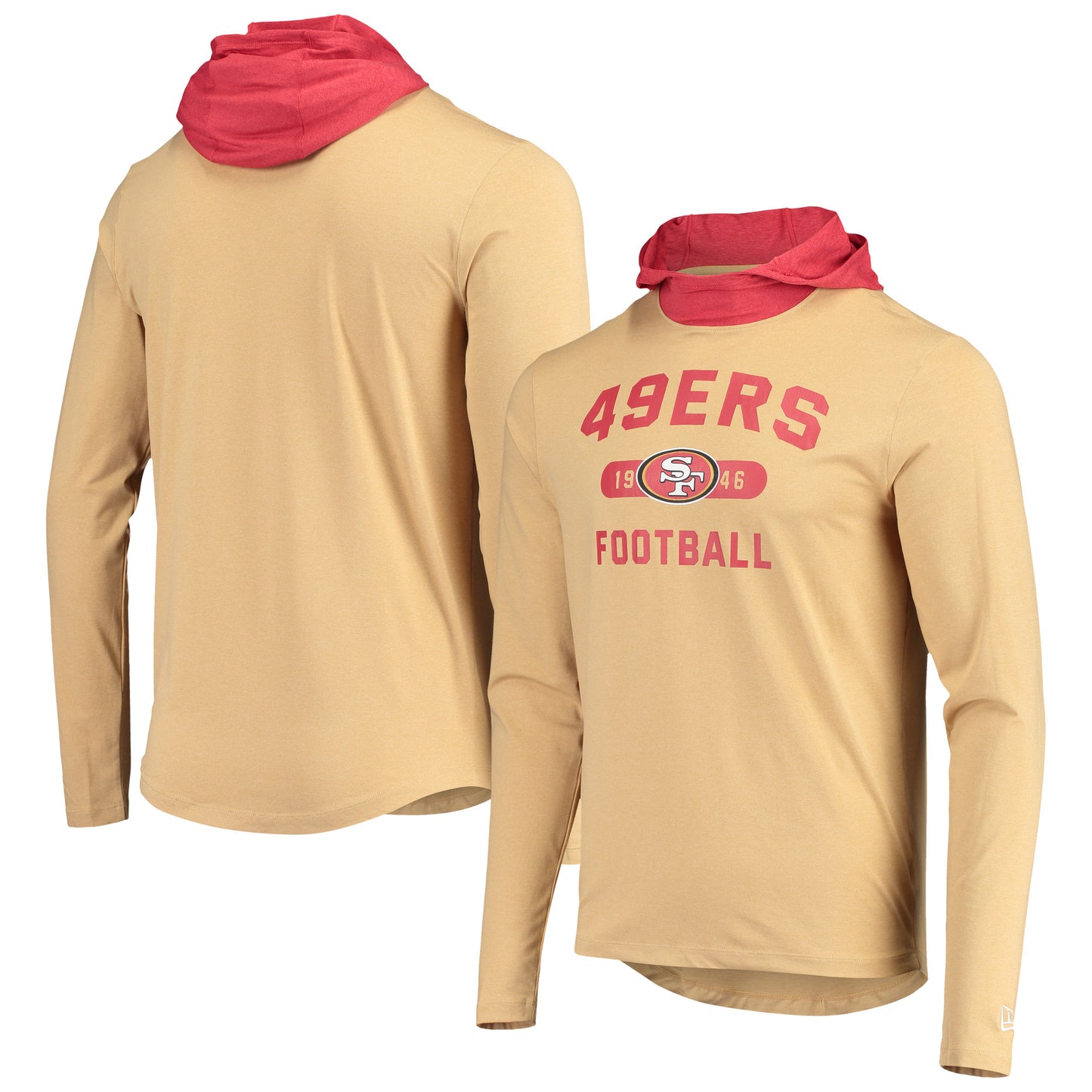 Men's New Era Gold/Scarlet San Francisco 49ers Active Block Hoodie Long Sleeve T-Shirt