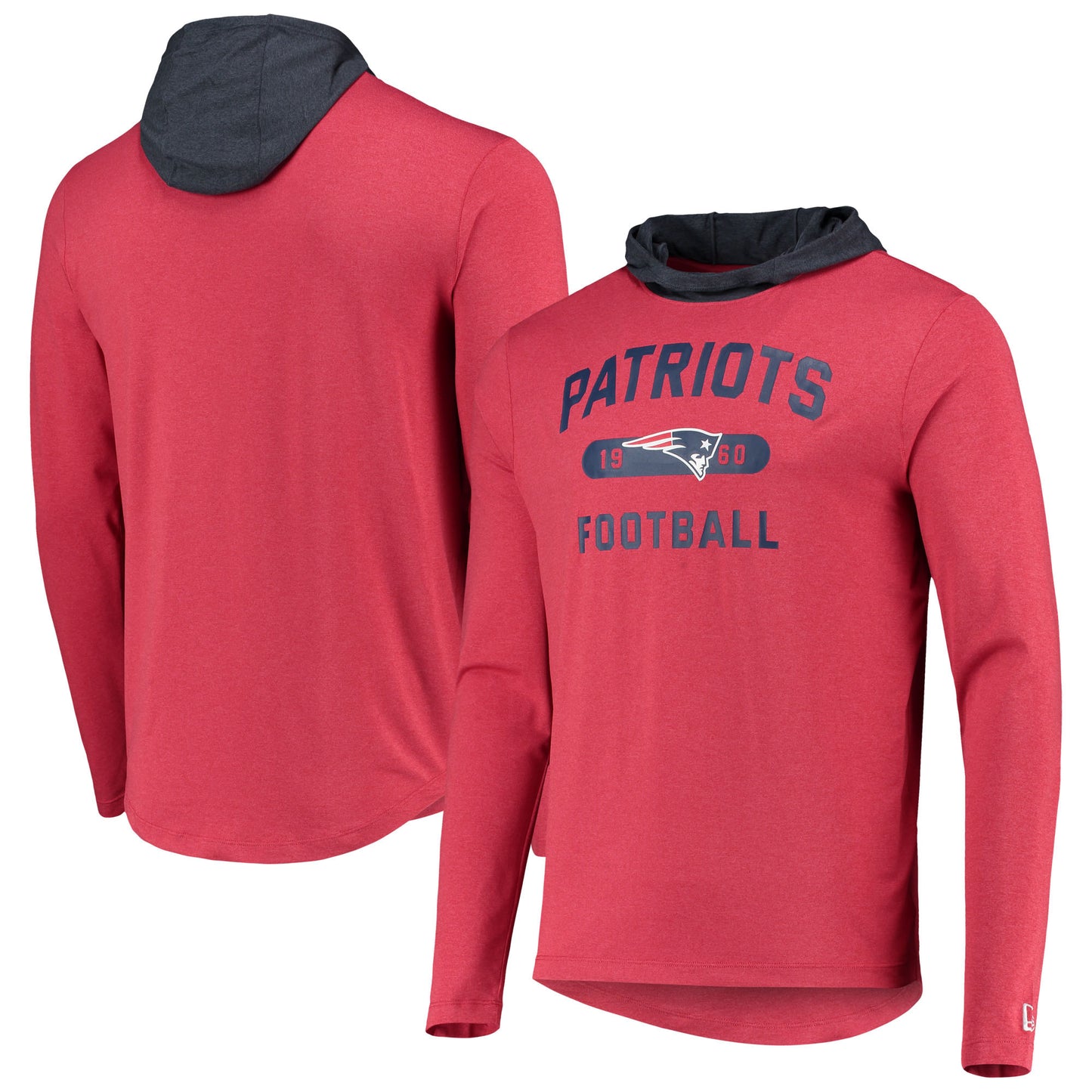 Men's New Era Red/Navy New England Patriots Active Block Hoodie Long Sleeve T-Shirt