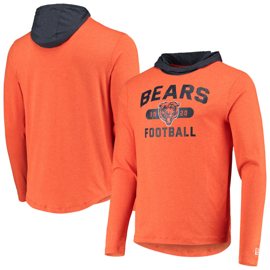 Men's New Era Orange/Navy Chicago Bears Active Block Hoodie Long Sleeve T-Shirt