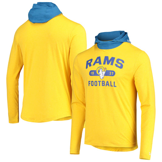 Men's New Era Gold/Blue Los Angeles Rams Active Block Hoodie Long Sleeve T-Shirt