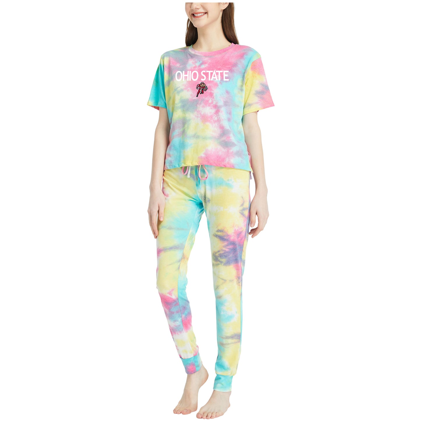 Women's Concepts Sport Ohio State Buckeyes Velodrome Tie-Dye Top & Jogger Pants Set