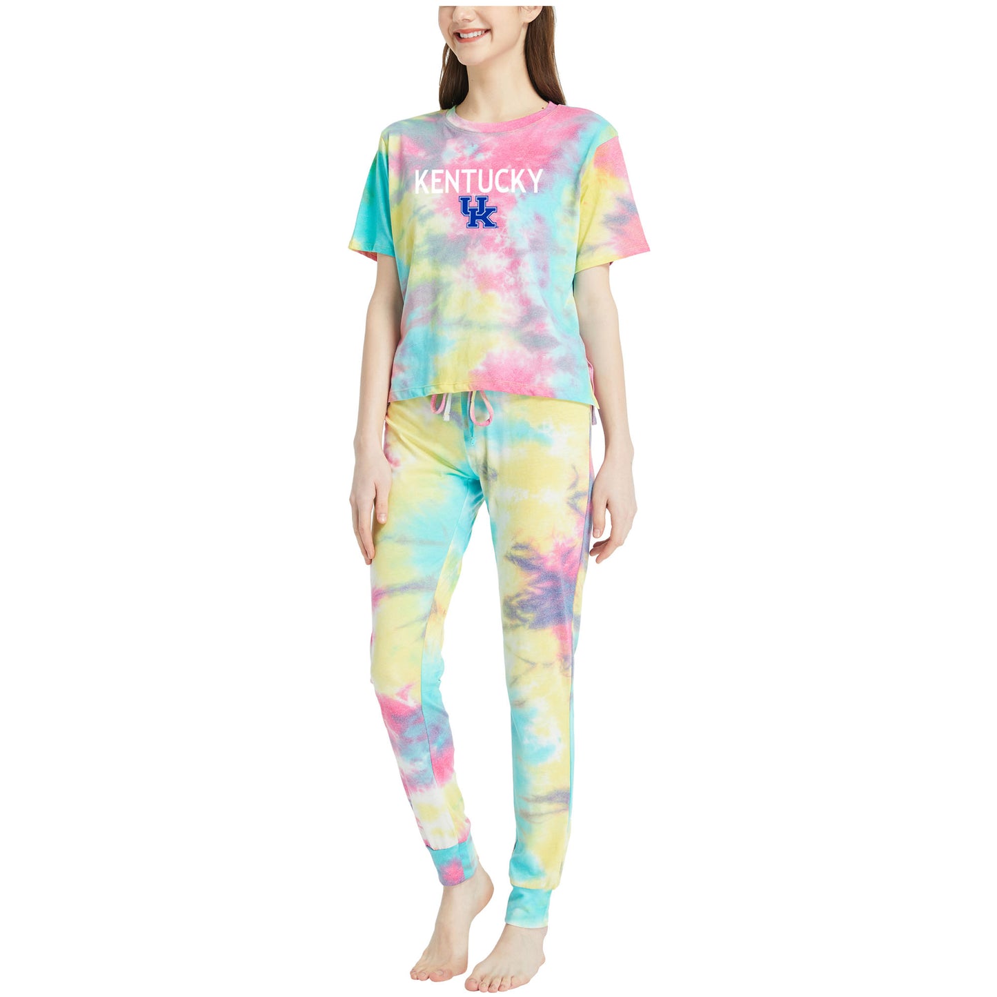 Women's Concepts Sport Kentucky Wildcats Velodrome Tie-Dye Top & Jogger Pants Set
