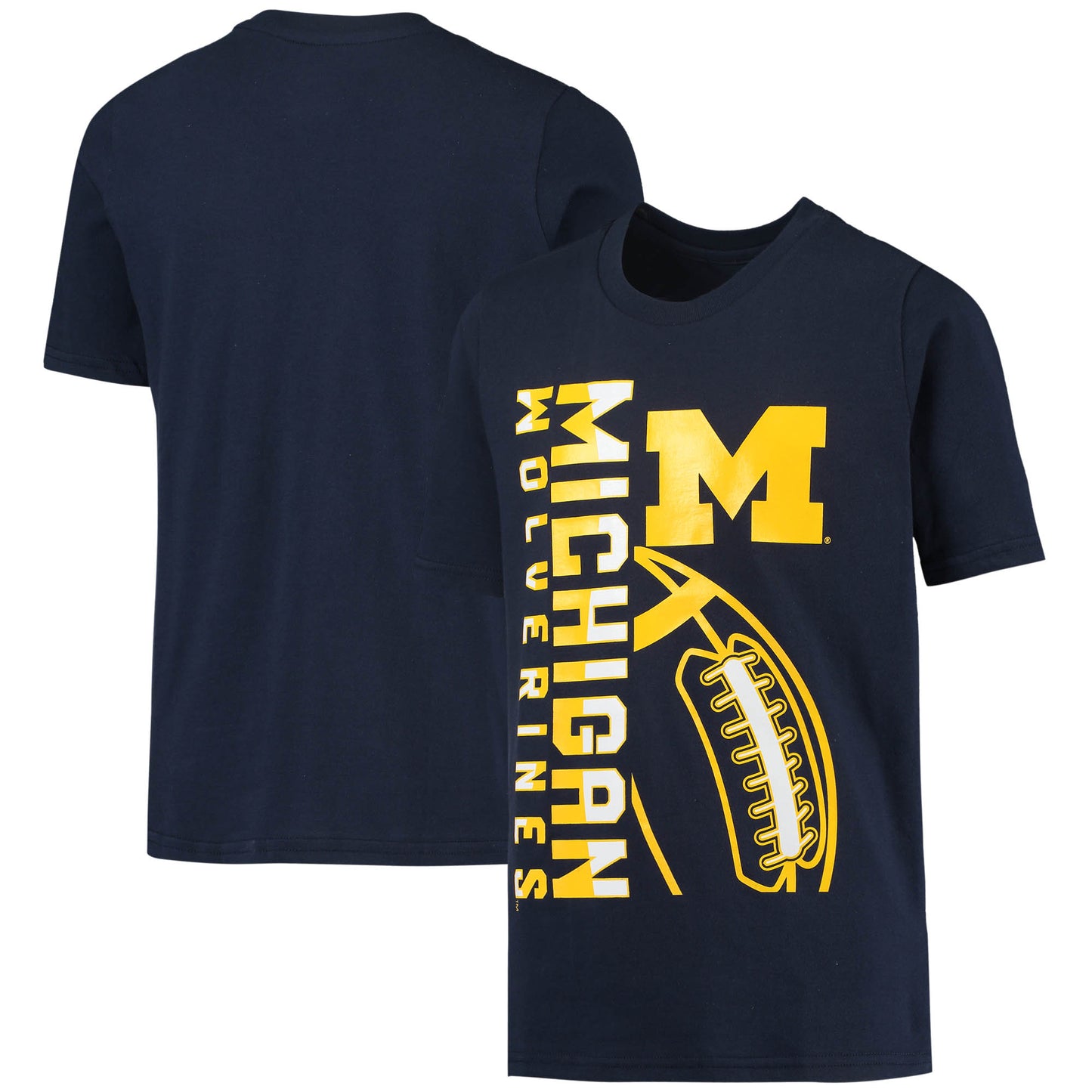 Youth Navy Michigan Wolverines Encore Play Football T-Shirt