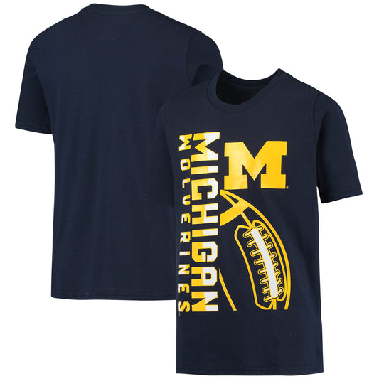 Youth Navy Michigan Wolverines Encore Play Football T-Shirt