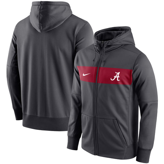 Men's Nike Anthracite Alabama Crimson Tide Logo Performance Full-Zip Hoodie