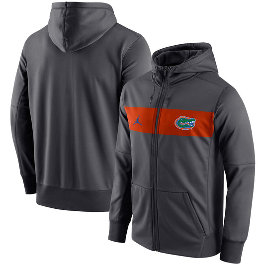 Men's Jordan Brand Anthracite Florida Gators Logo Performance Full-Zip Hoodie