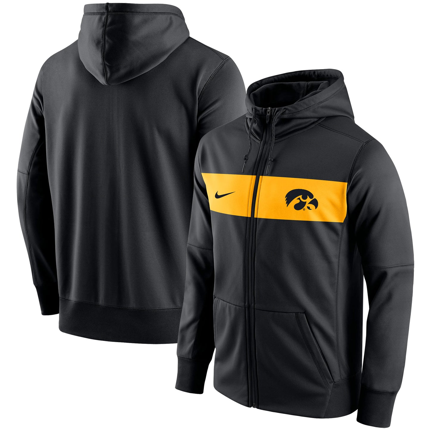 Men's Nike Black Iowa Hawkeyes Logo Performance Full-Zip Hoodie