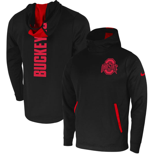 Men's Nike Black Ohio State Buckeyes 2-Hit Performance Pullover Hoodie