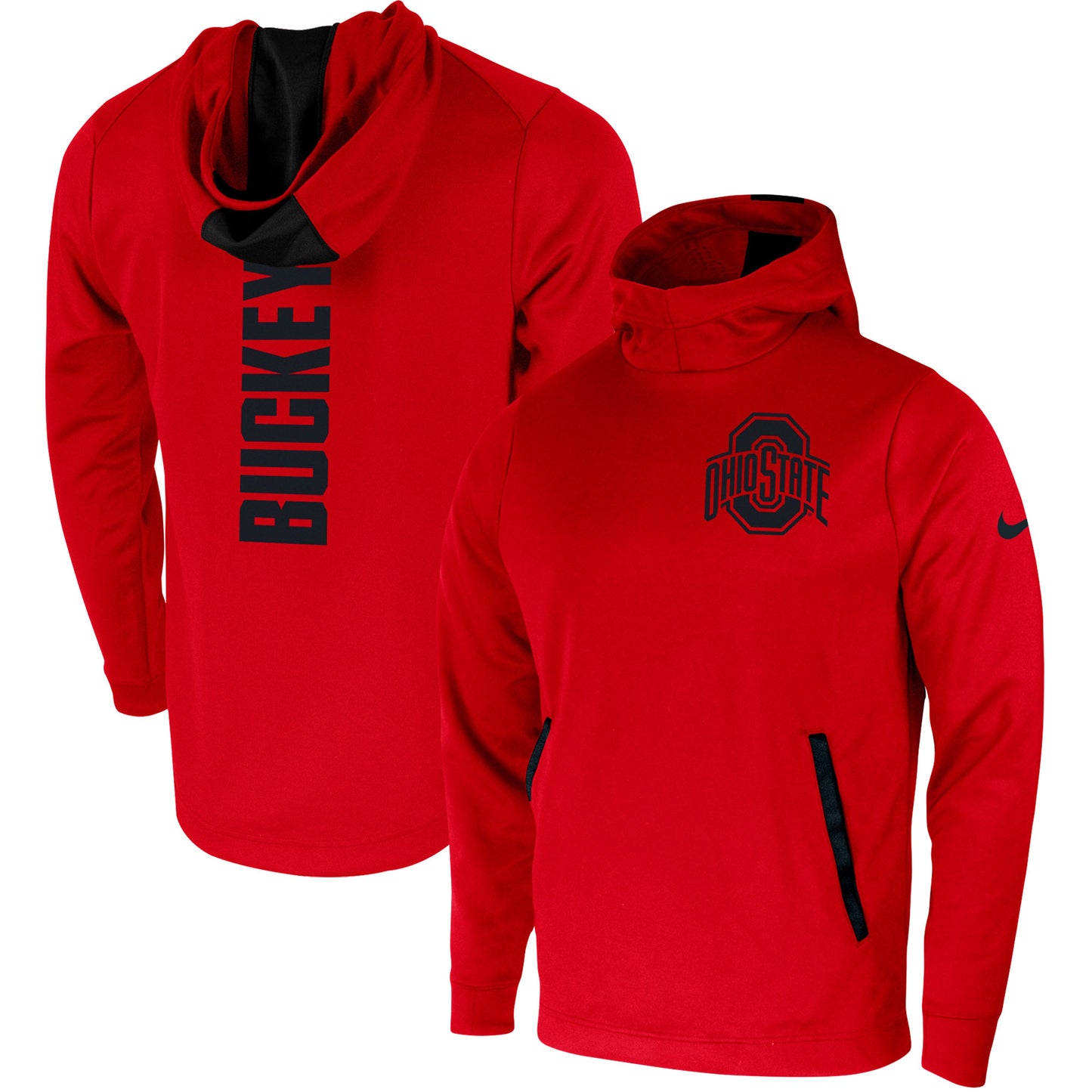 Men's Nike Scarlet Ohio State Buckeyes 2-Hit Performance Pullover Hoodie