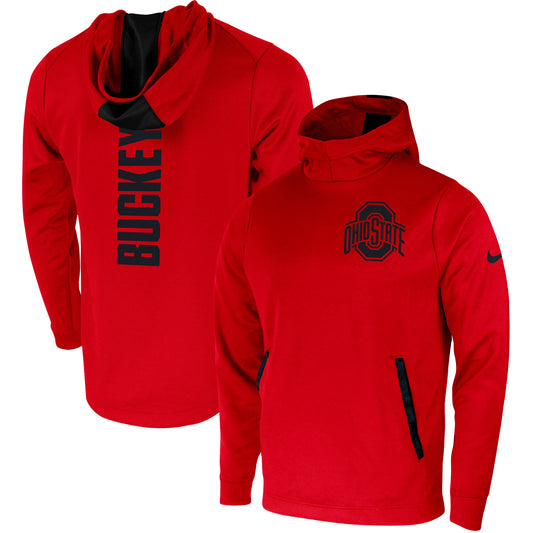 Men's Nike Scarlet Ohio State Buckeyes 2-Hit Performance Pullover Hoodie