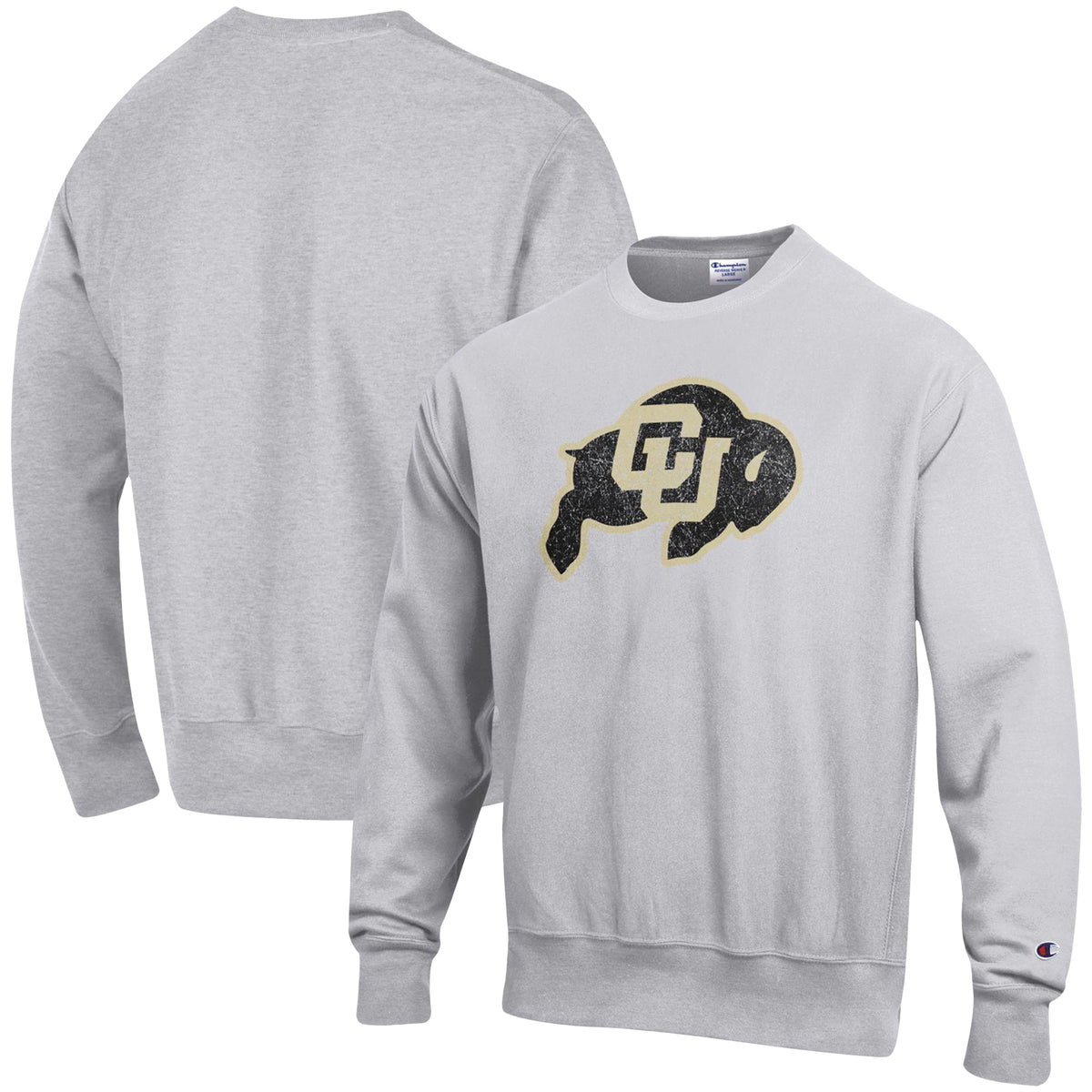Men's Champion Heathered Gray Colorado Buffaloes Vault Logo Reverse Weave Pullover Sweatshirt