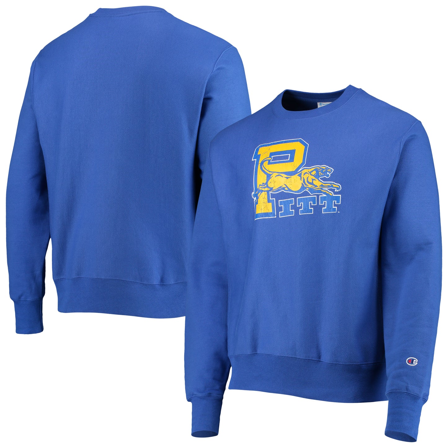 Men's Champion Royal Pitt Panthers Vault Logo Reverse Weave Pullover Sweatshirt