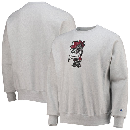 Men's Champion Heathered Gray South Carolina Gamecocks Vault Logo Reverse Weave Pullover Sweatshirt