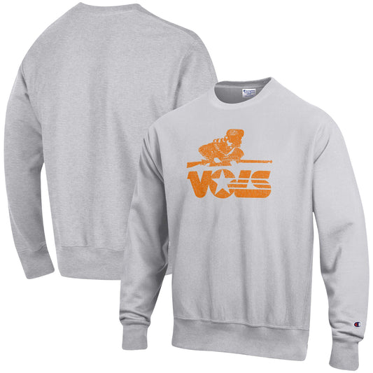 Men's Champion Heathered Gray Tennessee Volunteers Vault Logo Reverse Weave Pullover Sweatshirt