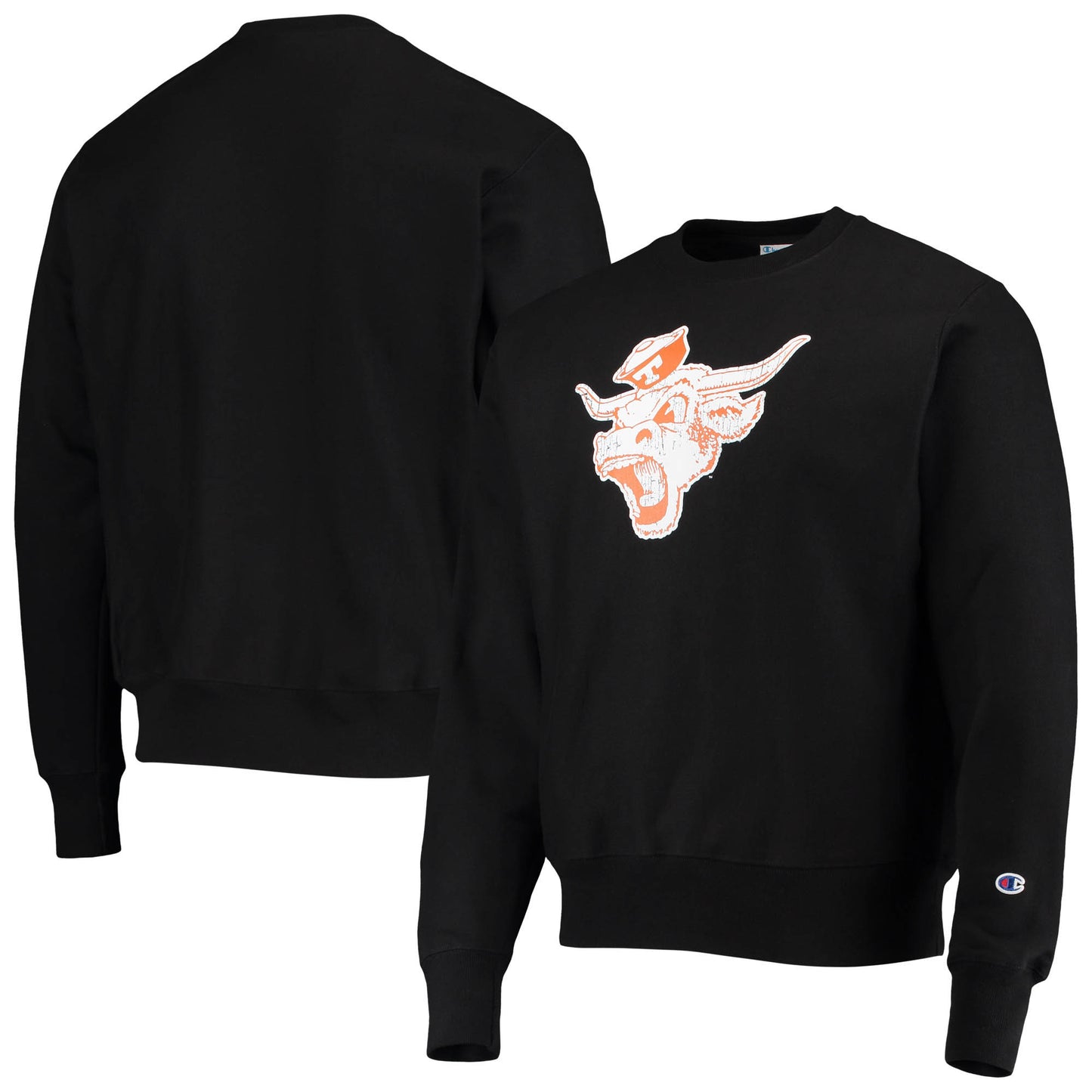 Men's Champion Black Texas Longhorns Vault Logo Reverse Weave Pullover Sweatshirt