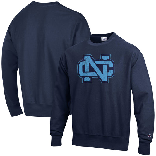 Men's Champion Navy North Carolina Tar Heels Vault Logo Reverse Weave Pullover Sweatshirt