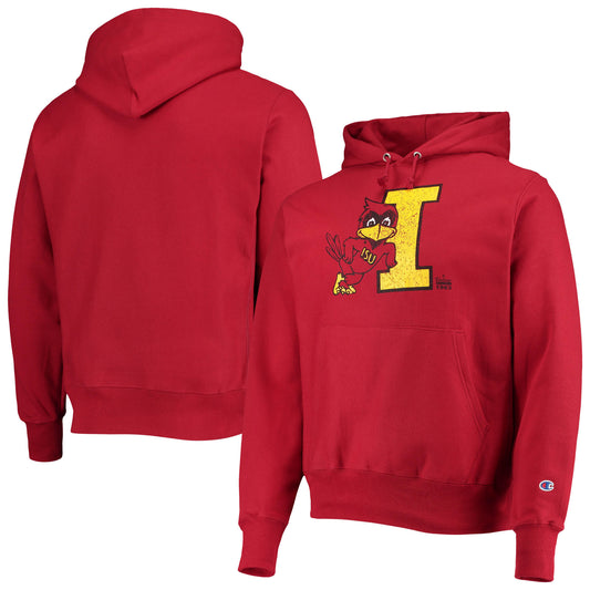 Men's Champion Cardinal Iowa State Cyclones Vault Logo Reverse Weave Pullover Hoodie