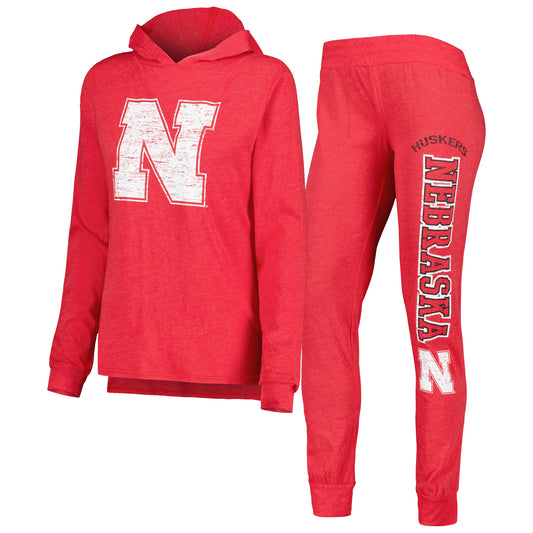 Women's Concepts Sport Scarlet Nebraska Huskers Long Sleeve Hoodie T-Shirt & Pants Sleep Set