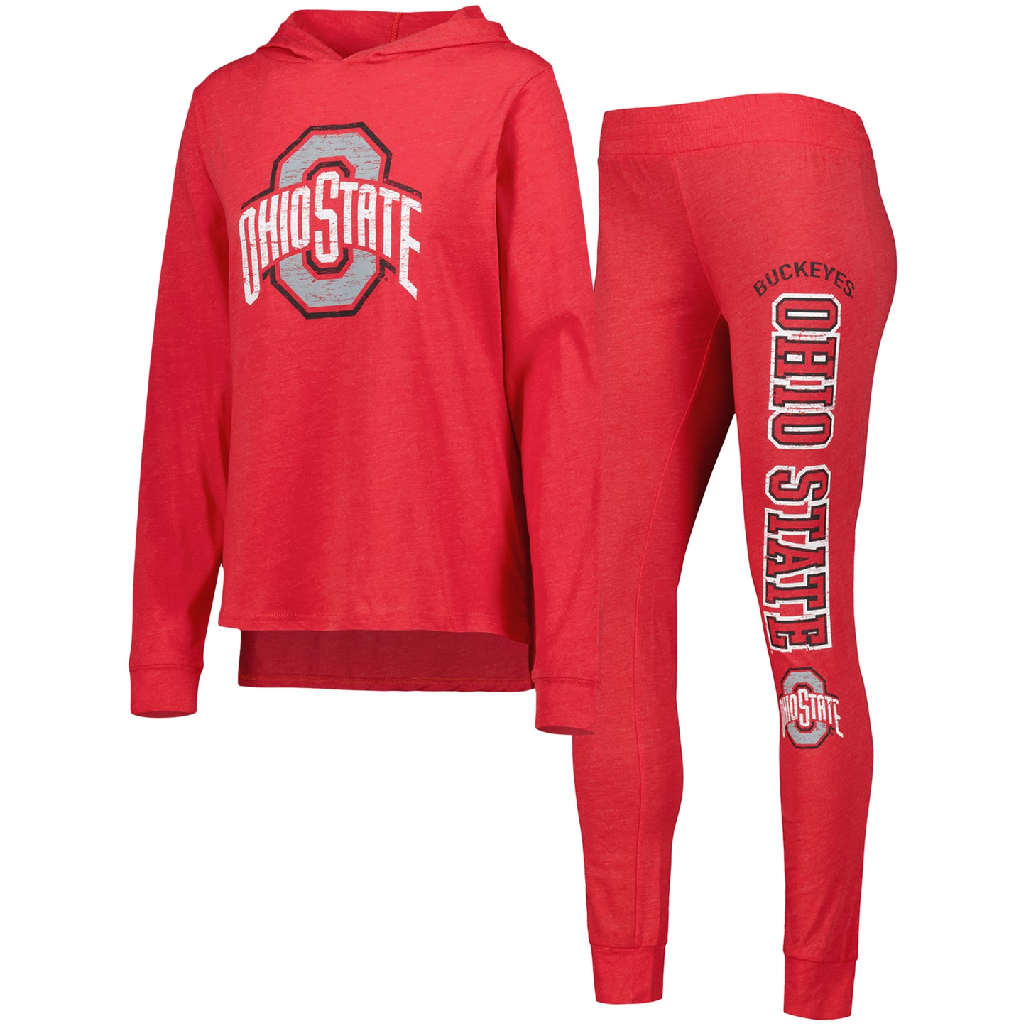 Women's Concepts Sport Scarlet Ohio State Buckeyes Long Sleeve Hoodie T-Shirt & Pants Sleep Set