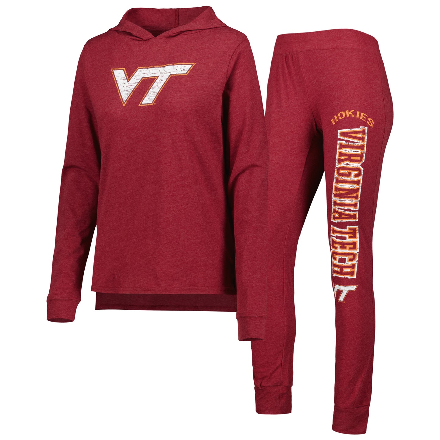 Women's Concepts Sport Maroon Virginia Tech Hokies Long Sleeve Hoodie T-Shirt & Pants Sleep Set