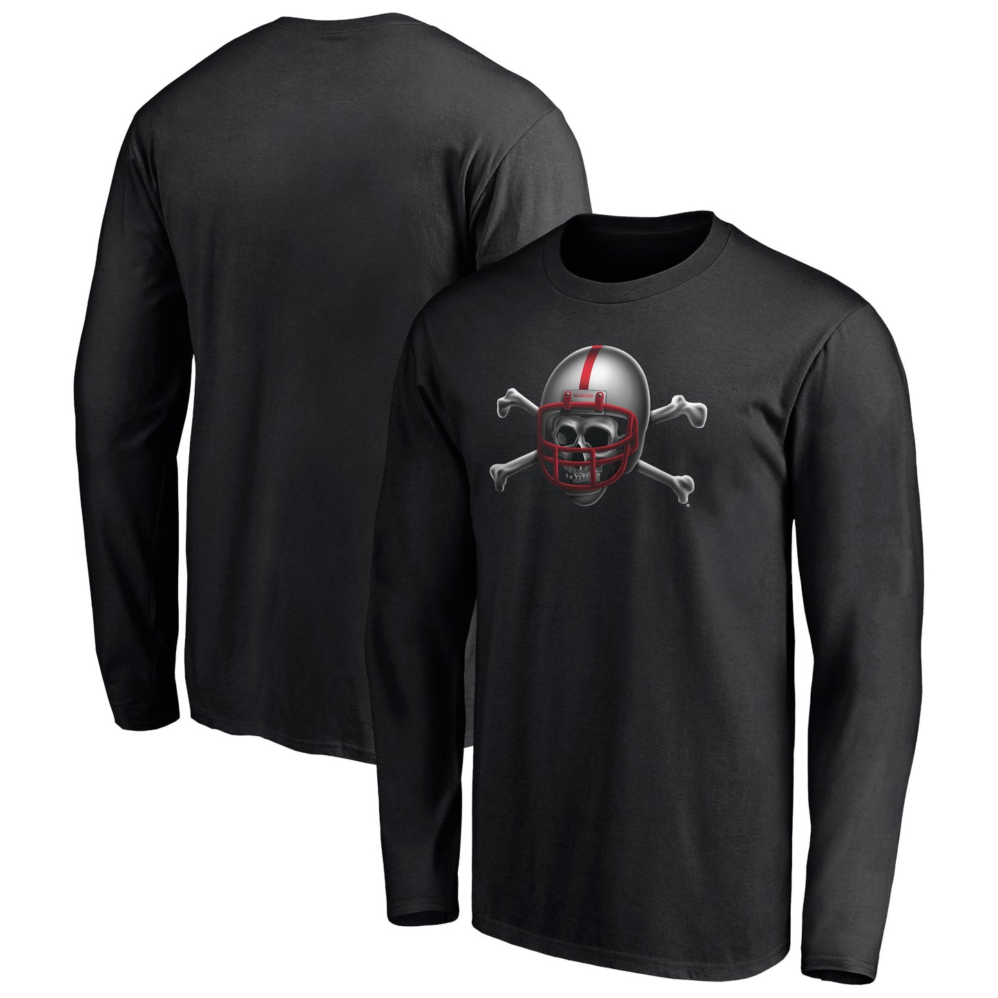Men's Fanatics Black Nebraska Huskers Midnight Mascot Long Sleeve T-Shirt