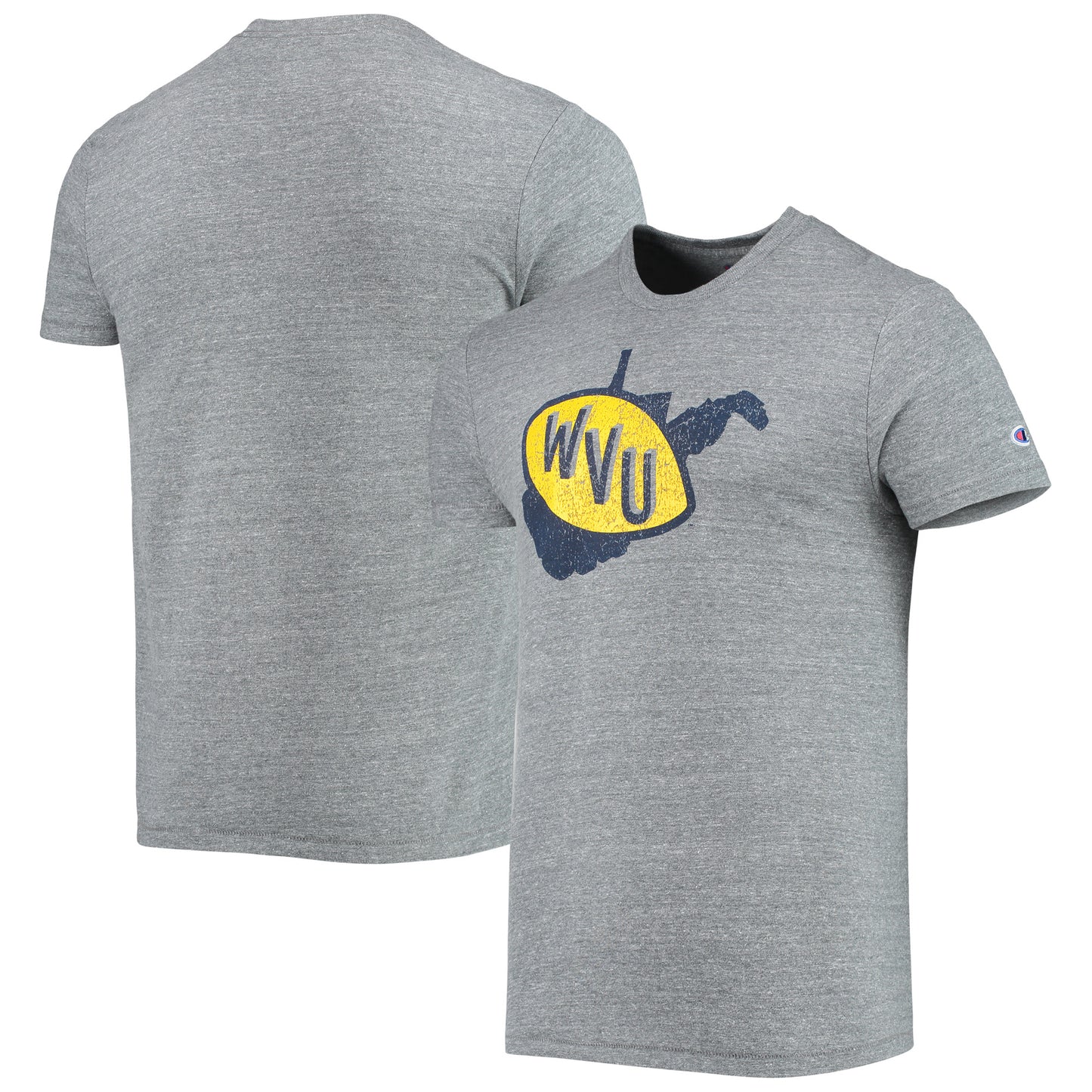 Men's Champion Heathered Charcoal West Virginia Mountaineers Vault Logo Tri-Blend T-Shirt