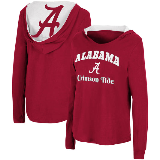 Women's Colosseum Crimson Alabama Crimson Tide Catalina Hoodie Long Sleeve T-Shirt