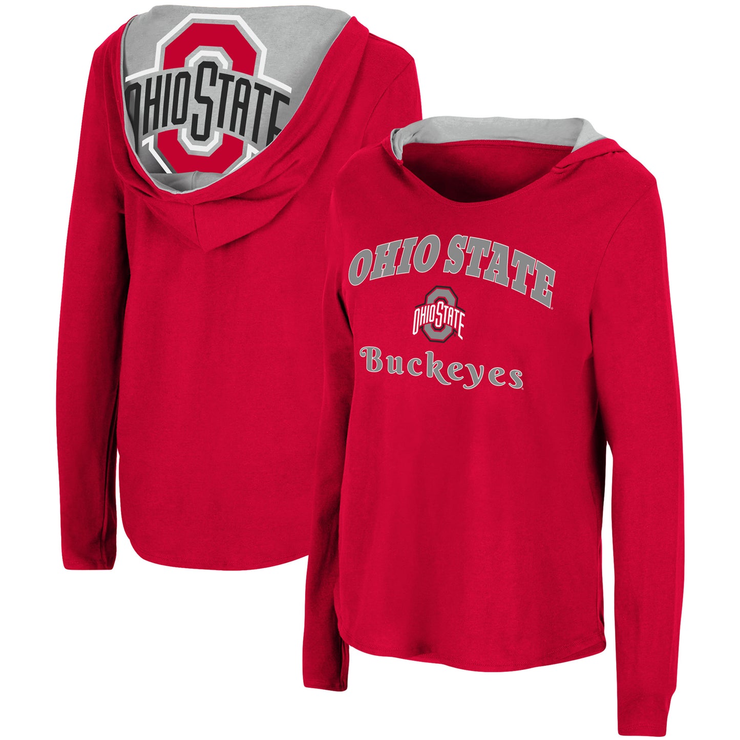 Women's Colosseum Scarlet Ohio State Buckeyes Catalina Hoodie Long Sleeve T-Shirt