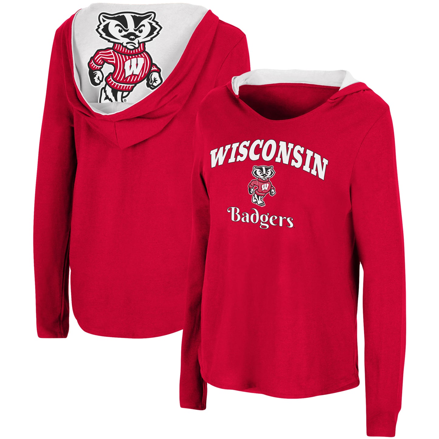 Women's Colosseum Red Wisconsin Badgers Catalina Hoodie Long Sleeve T-Shirt