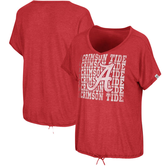 Women's Colosseum Heathered Crimson Alabama Crimson Tide Fifth Sense Drawcord V-Neck T-Shirt