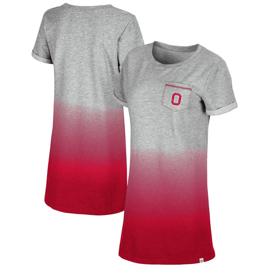 Women's Colosseum Heathered Gray/Scarlet Ohio State Buckeyes Girl World Ombre Dress