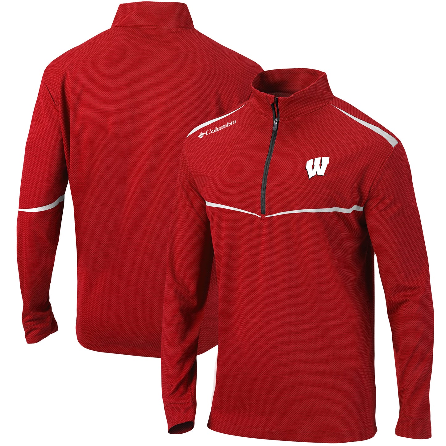 Men's Columbia Red Wisconsin Badgers Scorecard Quarter-Zip Jacket