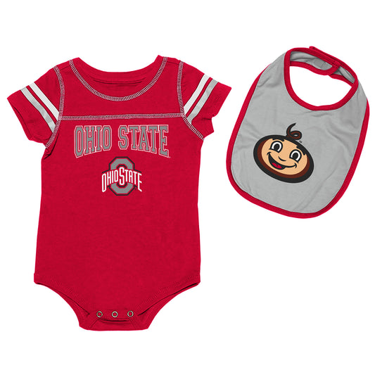 Newborn & Infant Colosseum Scarlet/Gray Ohio State Buckeyes Chocolate Bodysuit & Bib Set