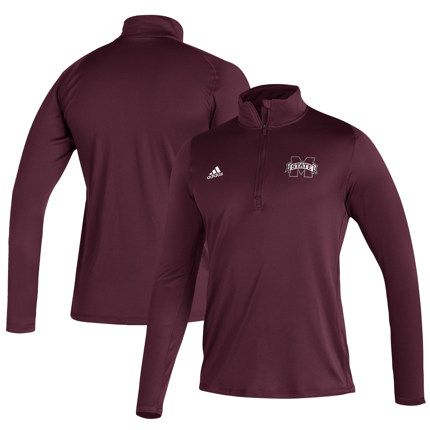 Men's adidas Maroon Mississippi State Bulldogs Freelift Sport Raglan climalite Quarter-Zip Jacket