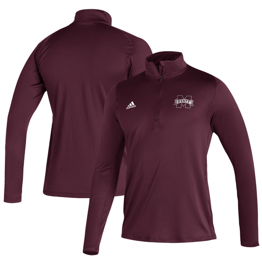 Men's adidas Maroon Mississippi State Bulldogs Freelift Sport Raglan climalite Quarter-Zip Jacket