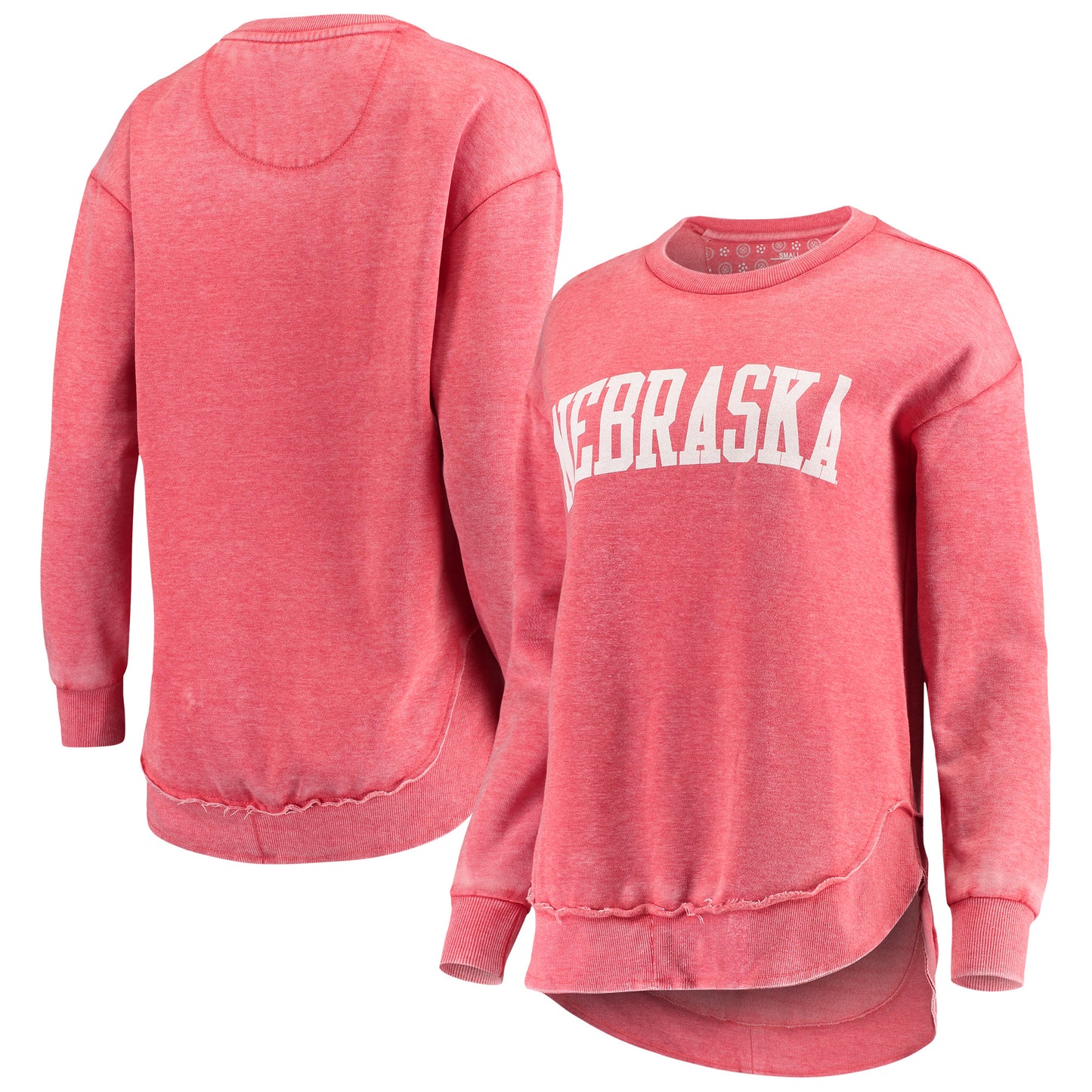 Women's Pressbox Scarlet Nebraska Huskers Vintage Wash Pullover Sweatshirt