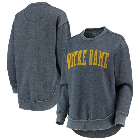 Women's Pressbox Navy Notre Dame Fighting Irish Vintage Wash Pullover Sweatshirt