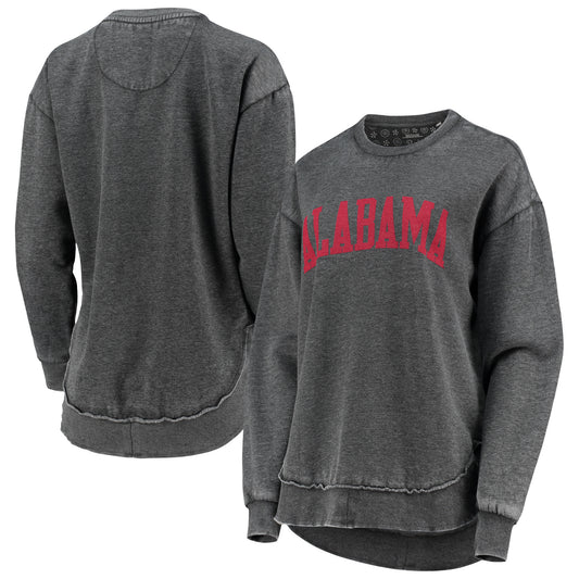 Women's Pressbox Charcoal Alabama Crimson Tide Vintage Wash Pullover Sweatshirt