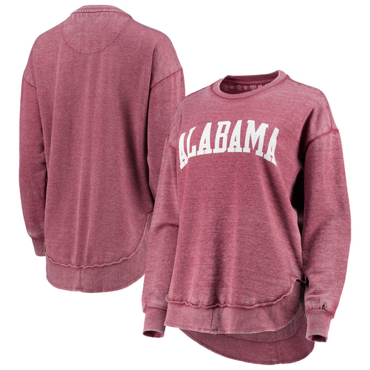 Women's Pressbox Crimson Alabama Crimson Tide Vintage Wash Pullover Sweatshirt