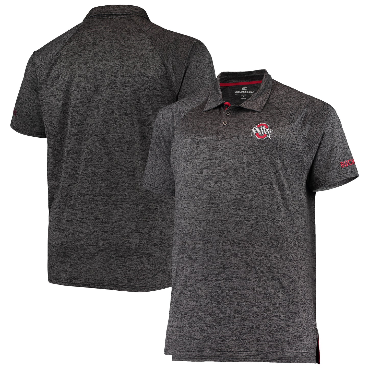 Men's Colosseum Heathered Black Ohio State Buckeyes Big & Tall Down Swing Polo