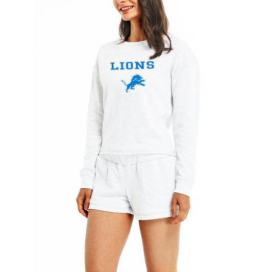 Women's Concepts Sport Cream Detroit Lions Crossfield Long Sleeve Top & Shorts Set