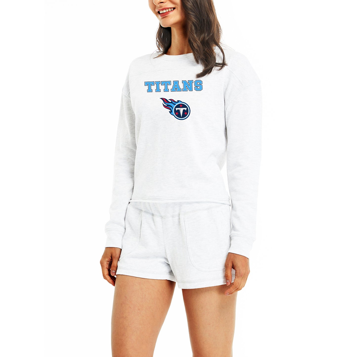 Women's Concepts Sport Cream Tennessee Titans Crossfield Long Sleeve Top & Shorts Set