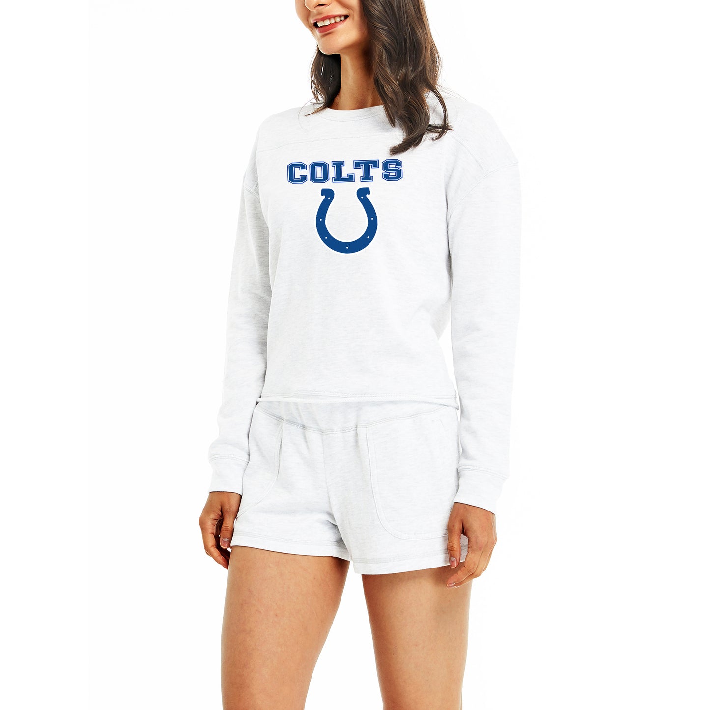 Women's Concepts Sport Cream Indianapolis Colts Crossfield Long Sleeve Top & Shorts Set