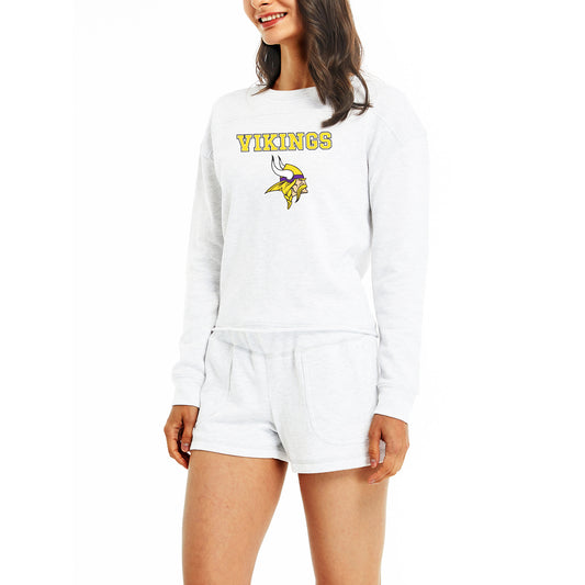 Women's Concepts Sport Cream Minnesota Vikings Crossfield Long Sleeve Top & Shorts Set