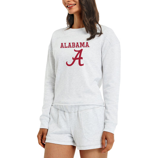 Women's Concepts Sport Cream Alabama Crimson Tide Crossfield Long Sleeve Top & Shorts Set