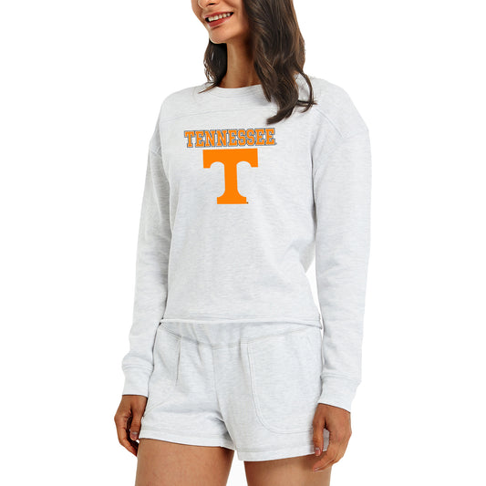Women's Concepts Sport Cream Tennessee Volunteers Crossfield Long Sleeve Top & Shorts Set