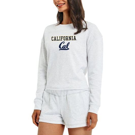 Women's Concepts Sport Cream Cal Bears Crossfield Long Sleeve Top & Shorts Set